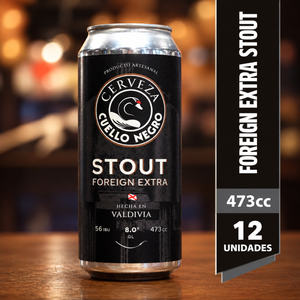 Pack 12 un. Cerveza Cuello Negro Stout Foreign Extra Stout 8º 473 cc