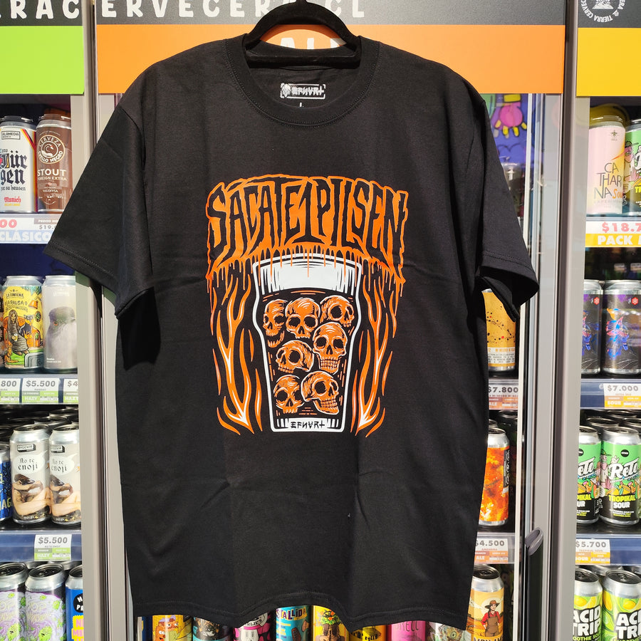 POLERA EFNART SACATE1PILSEN CALAVERA NARANJA